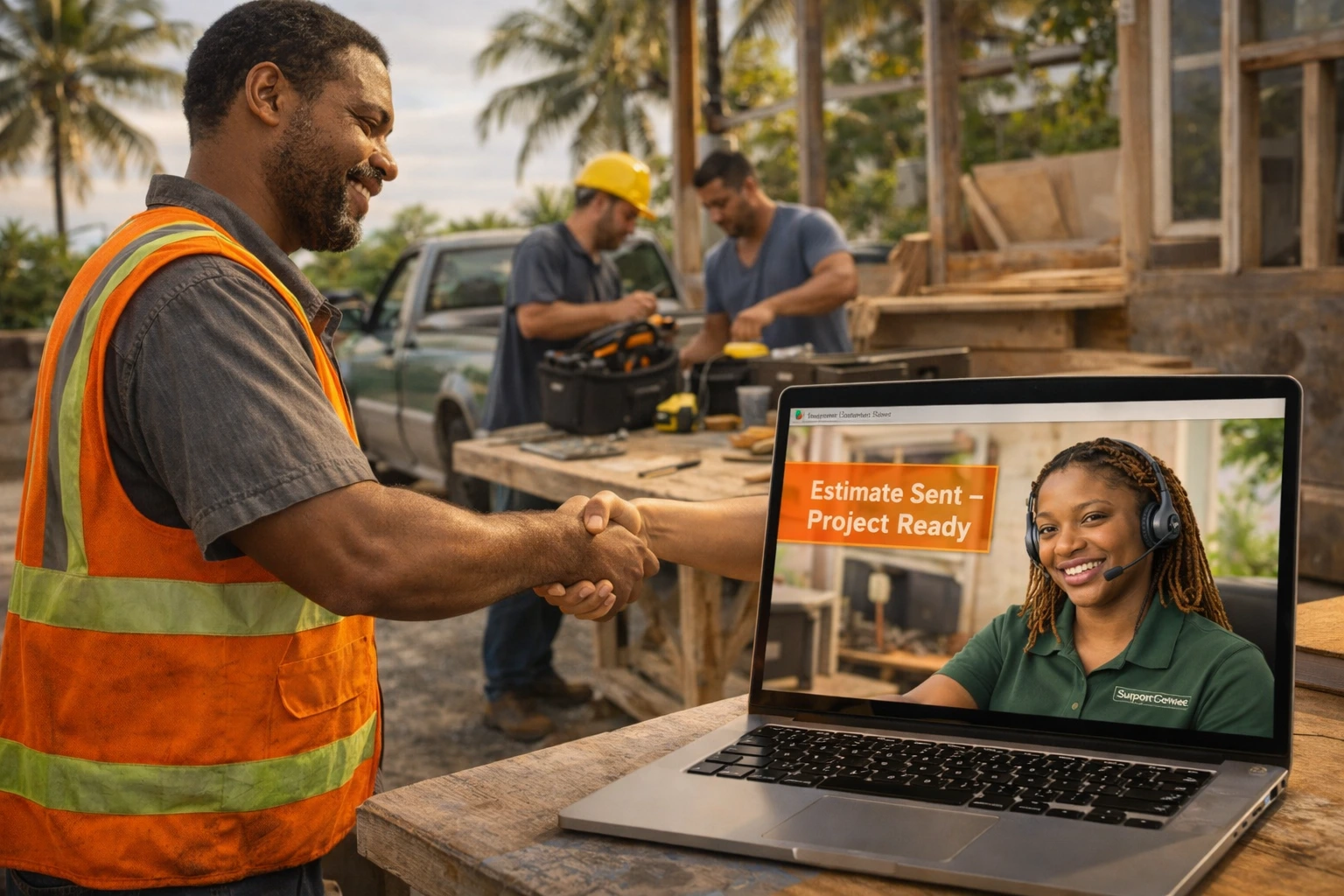 Contractor confirms job with SupportCrewe after receiving approved estimate