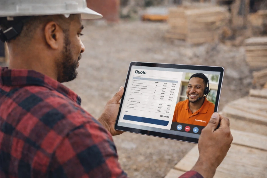 Contractor reviewing professional estimate prepared by SupportCrewe