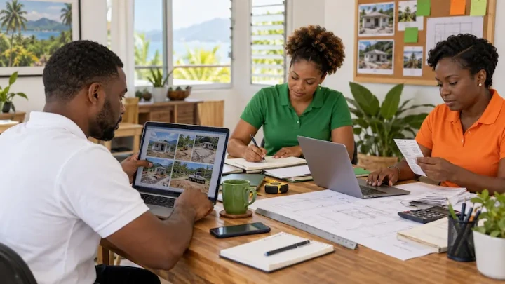 SupportCrewe processing contractor field updates Jamaican support team organizes jobsite photos, receipts, plans, and next actions.