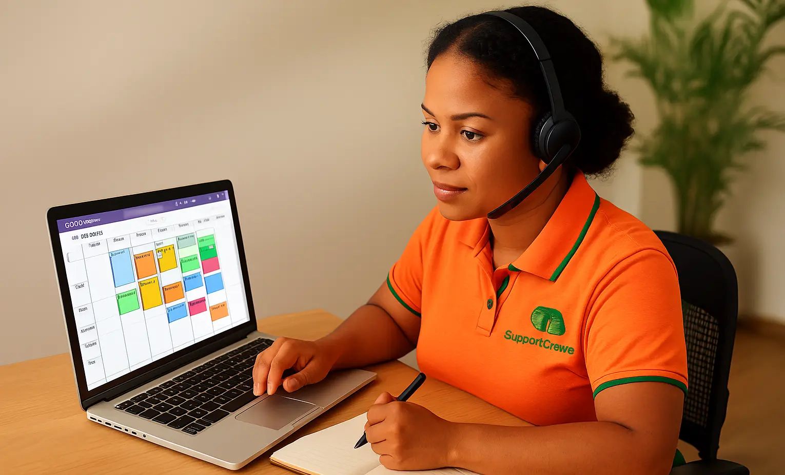 SupportCrewe coordinator scheduling contractor jobs on shared Odoo calendar