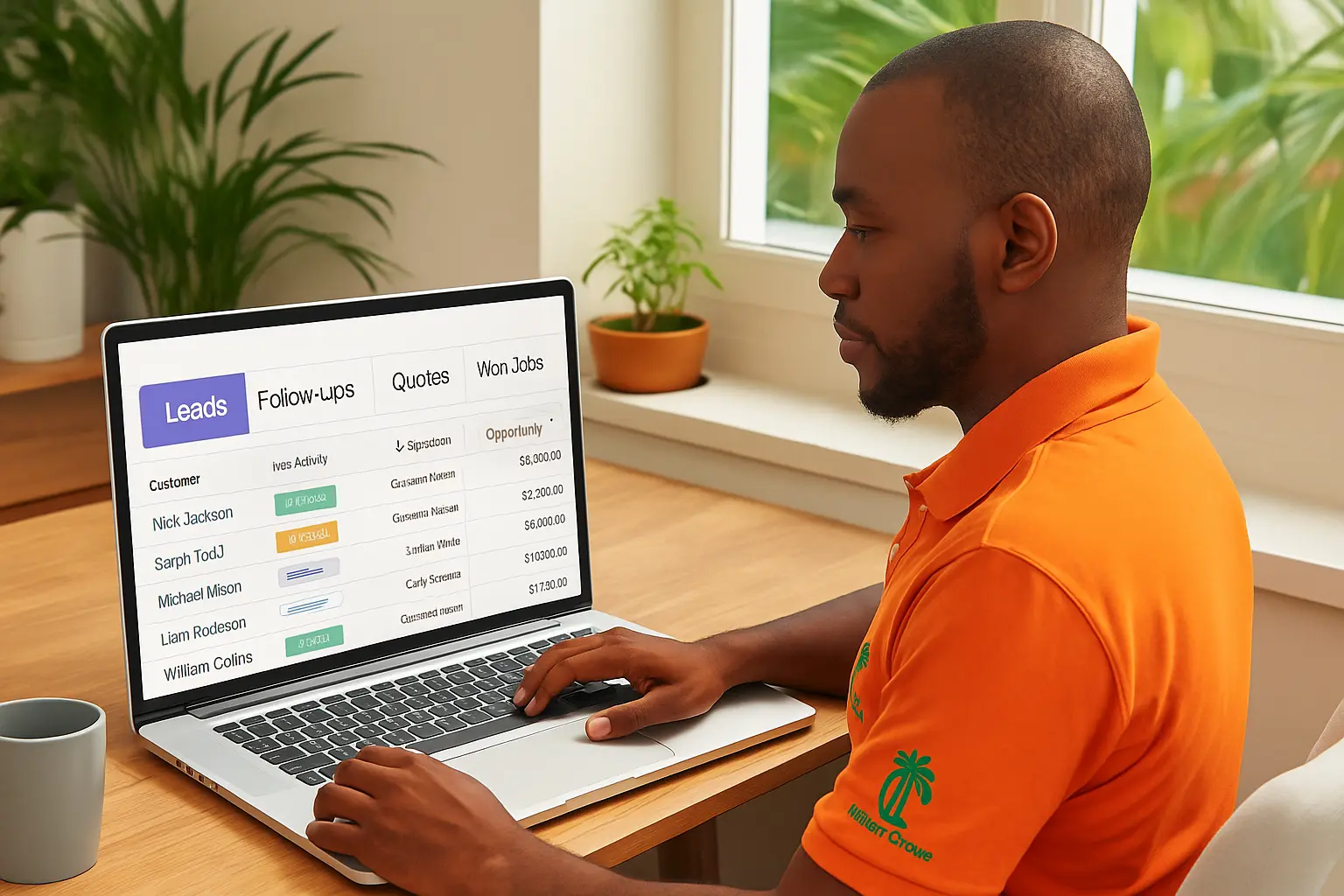 Odoo contractor CRM showing customized dashboard for leads, estimates, and projects