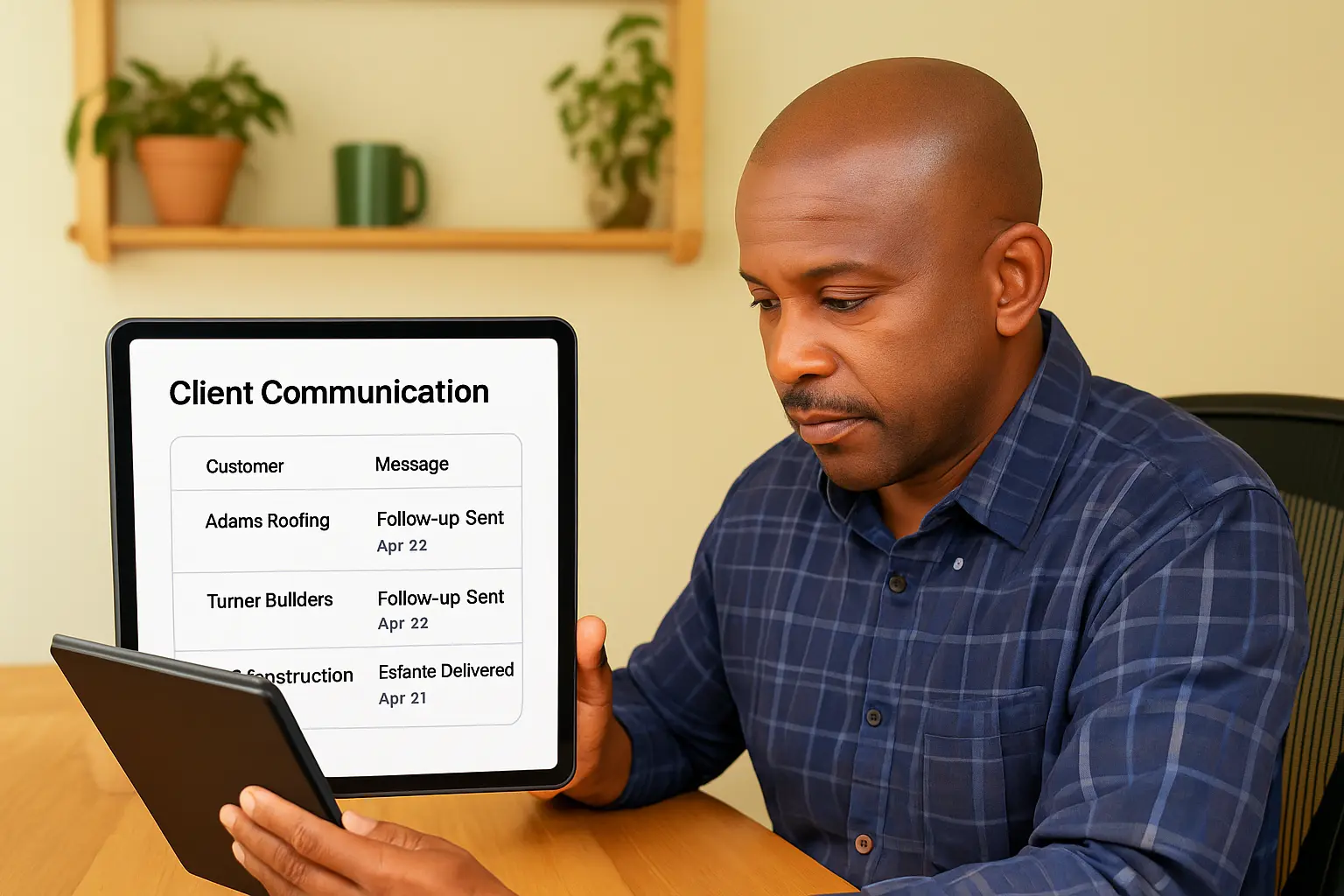Contractor reviewing message history managed by SupportCrewe in CRM